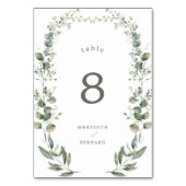 Elegante Botanische Trouwtafel Nummer Kaart (Voorkant)