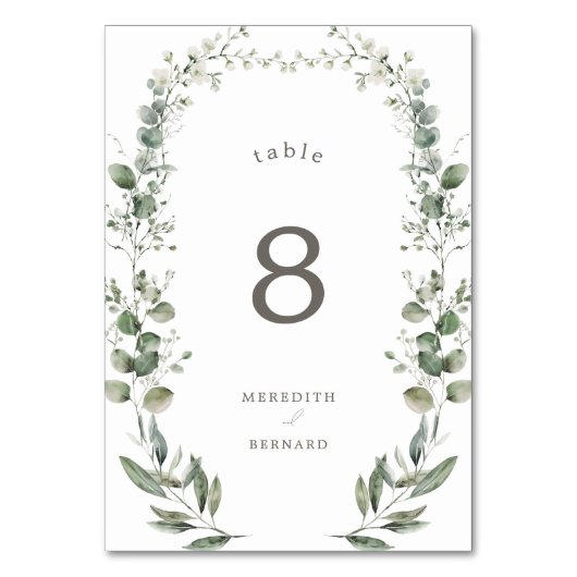 Elegante Botanische Trouwtafel Nummer Kaart (Voorkant)
