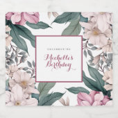 Elegante Botanische Tuin Bloemen Verjaardagsfeest Sparkling Wijnetiket (Enkel label)