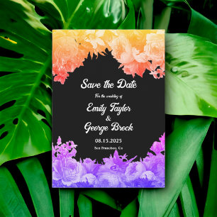 Elegante Botanische Tuin Neon Licht Bloemen Bruilo Save The Date