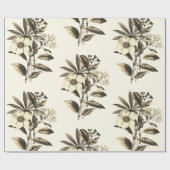 Elegante Botanische Vintage Kerst Roos Cadeaupapier (Vlak)