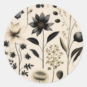 Elegante botanische Vintage op crème Ronde Sticker