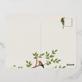 Elegante botanische vogel bruiloft uitnodiging