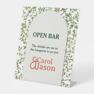 Elegante botanische vogel reclamebord met voetstuk