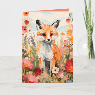 Elegante botanische vos-vouwkaart kaart