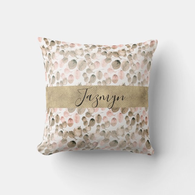 Elegante Botanische Waterverf Gepersonaliseerd Kussen (Voorkant)