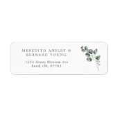 Elegante Botanische Wedding Retour Adres Label (Voorkant)