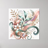 Elegante Botanische Werveling Bloemen Canvas Muurk (Voorkant)