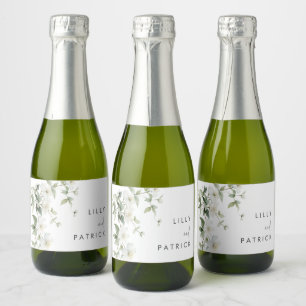 Elegante Botanische Wilde Bloem Bruiloft Sparkling Wijnetiket