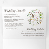 Elegante Botanische Wilde Bloem Bruiloft Suite Drieluik Uitnodiging (Binnenzijde eerst)