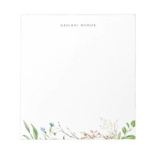 Elegante botanische wilde bloem notitieblok
