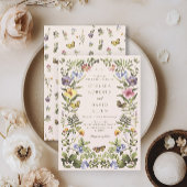 Elegante botanische wilde bloemen bruiloft kaart