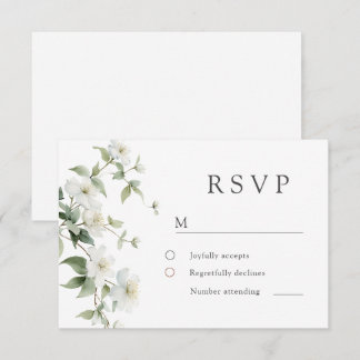 Elegante Botanische Wilde Bloemen Bruiloft RSVP Kaartje