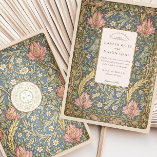 Elegante  botanische William Morris Wedding Kaart