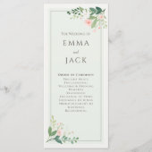 Elegante Botanische Zachte Groene Blush Bloemen br Programma (Voorkant)