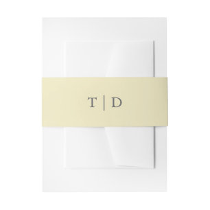 Elegante Boter Gele Monogram Moderne Trouw Uitnodigingen Wikkel