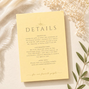 Elegante Boter Gele Trouwdetails Kaart Notitiekaartje