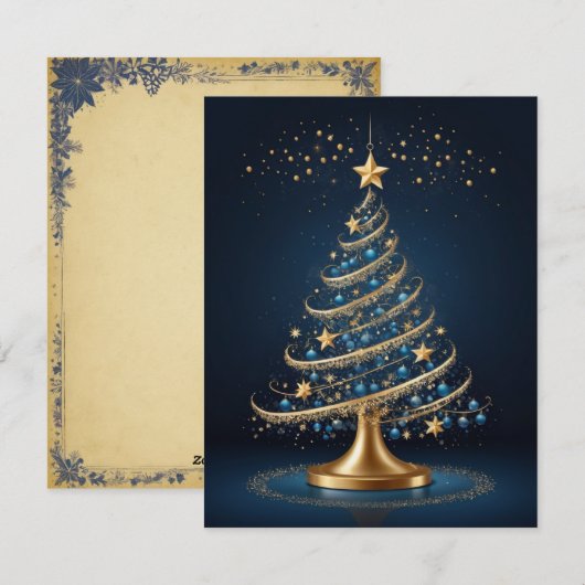 Élégante bougie d'arbre de Noël et carte cadeau (Devant / Derrière)