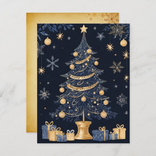 Élégante bougie d'arbre de Noël et carte cadeau (Devant / Derrière)