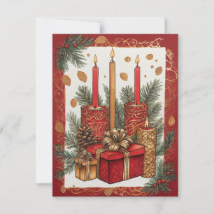 Élégante bougie de Noël et carte cadeau