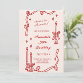 Élégante bougie rouge Main dessinée invitation Ann (Debout devant)