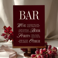 Elegante Bourgogne Bar Menu Drinken Trouwtafel