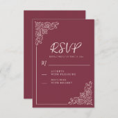 Elegante Bourgogne Berry bruiloft RSVP Kaartje (Voorkant / Achterkant)