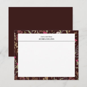 Elegante Bourgogne Bloem Patroon Custom Greeting Notitiekaartje