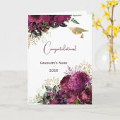 Elegante Bourgogne Bloemen Gepersonaliseerd Afstud Kaart (Gele Bloem)