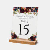 Elegante Bourgogne Bloemen Trouwtafel Acryl Bord (Hoek)