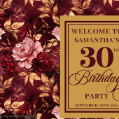 Elegante Bourgogne Blush Gold Boho 30e verjaardag Wandkleed