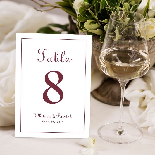 Elegante Bourgogne Bruiloft Receptie Tafel Formeel Kaart