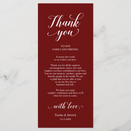 Elégante Bourgogne, Carte de remerciements de déco (Devant)