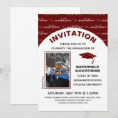 Élégante Bourgogne Diplômée Photo Invitation (Devant / Derrière)