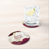 Elegante Bourgogne en Gold Agaat bruiloft Ronde Kartonnen Onderzetter (Insitu)