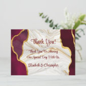 Elégante Bourgogne et Or Agate Merci Cartes (Debout devant)