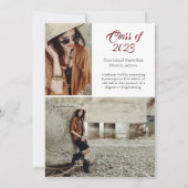 Elegante Bourgogne & Gold Afstuderen Invitation Kaart (Achterkant)