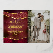 Elegante Bourgogne & Gold Agaat bruiloft dank u Folie Uitnodiging (Voorkant)