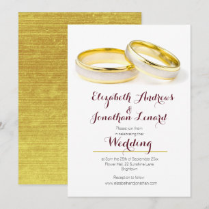 Elégante Bourgogne Gold Rings Invitation de mariag