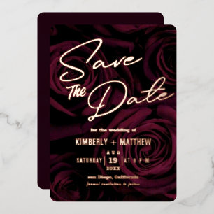 elegante Bourgogne goud Save the date Huwelijk Folie Uitnodiging
