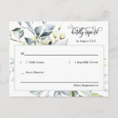 Elegante Bourgogne Green Leaves QR Code Adres RSVP Briefkaart (Voorkant)