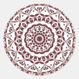 Elegante Bourgogne Henna Mandala Envelope Seal Ronde Sticker