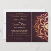 Elegante Bourgogne Mandala bruiloft uitnodiging (Voorkant)