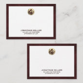 Elegante Bourgogne Notecard met Gold Logo Law Firm Notitiekaartje (Voorkant / Achterkant)