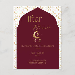 Elégante Bourgogne & Or Ramadan Iftar Invitation