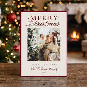 Elegante Bourgogne Oud Geld Kerst Foto Feestdagenkaart