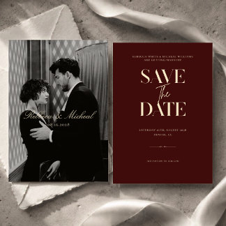 Elegante Bourgogne Oude Geld Foto Klasse Trouwen Save The Date