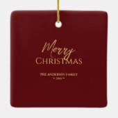 Elegante Bourgogne Rode Kerst Botanische Foto Keramisch Ornament (Achterkant)