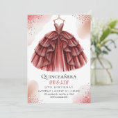 Elegante Bourgogne Sweet 15 Kaart (Staand voorkant)