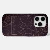 Elegante Bourgogne Vrolijk Kerstfeest Gouden Rozen Case-Mate iPhone Case (Achterkant (horizontaal))
